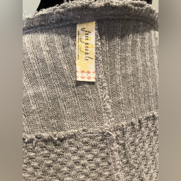 Free People gray waffle weave top size large - Picture 5 of 5